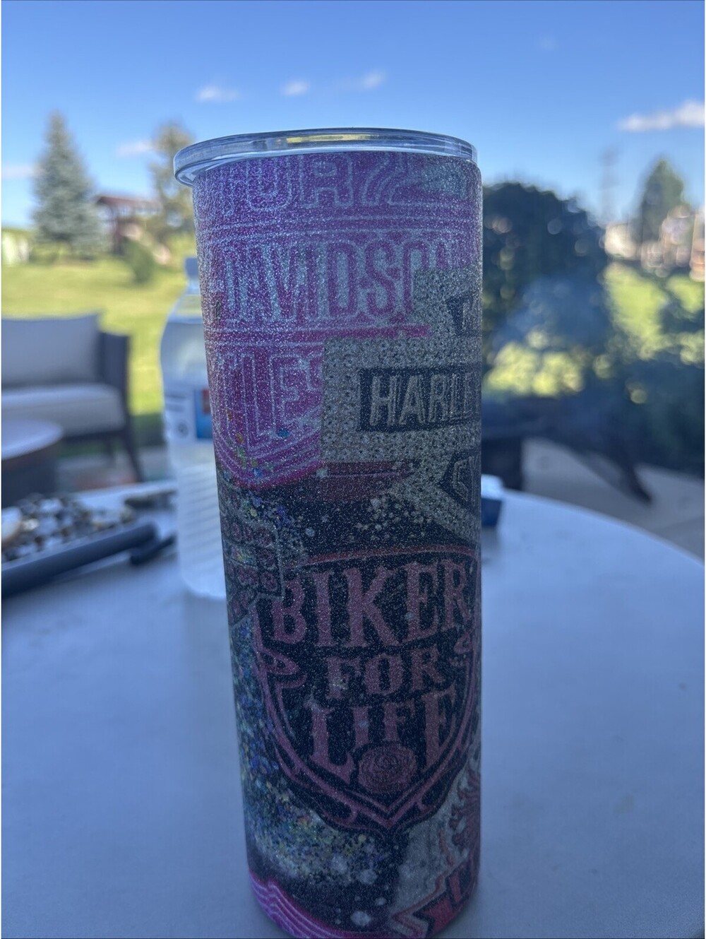 Harley Davidson Cycles Pink Diamond Plate Skinny Tumbler Stainless Steel 20oz